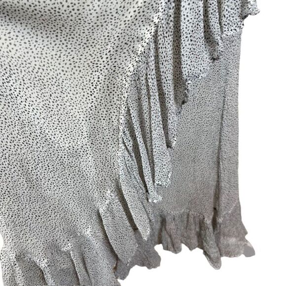 Allsaints Dayla Speckle Dress Oyster Wraparound Ruffle Trim Women's Size 4 - Picture 4 of 11
